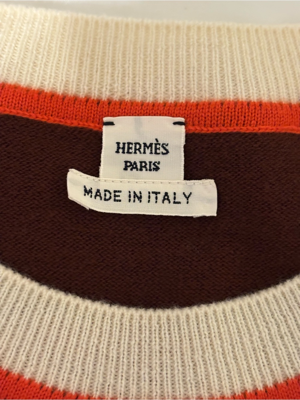 Hermès Paris Etriers Wool Cashmere Knit Top 42 Brown Orange Horse Bit Sweater - Picture 2 of 10